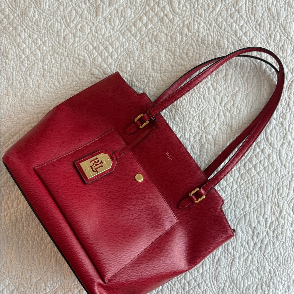 Ralph Lauren Crimson Leather Tote